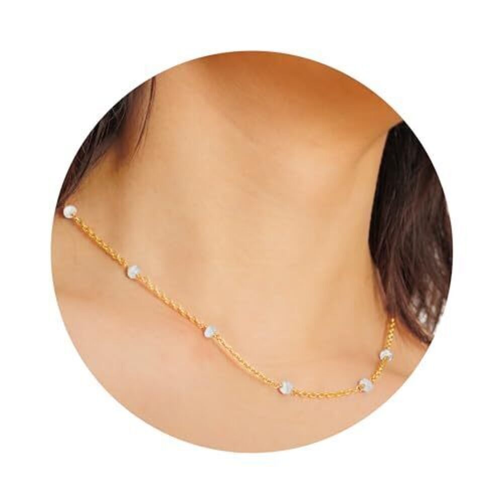 2117 Moonstone Necklace , Premium Beaded Gold Necklaces - Tarnish Free 18K